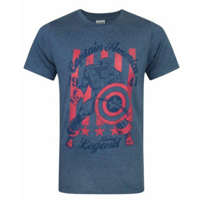 Image of Marvel Short Sleeved T-Shirt Blue male