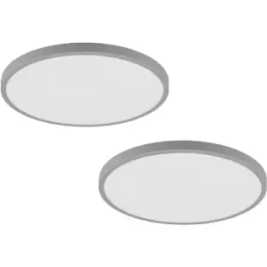 Image of 2 PACK Wall / Ceiling Light Silver 400mm Round Surface Mounted 25W LED 4000K