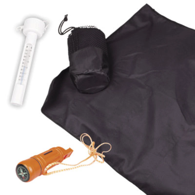 Image of Valiant Wild Swimming Water Sports Essentials Kit - Includes Water Thermometer, Microfibre Towel and 5-in-1 Whistle Black unisex