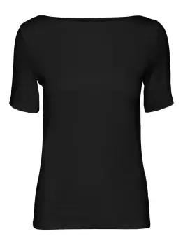 Image of VERO MODA O-neck Short Sleeved Top Women Black