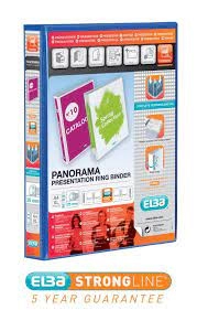 Image of Elba Panorama A4 Presentation Ring Binder PVC 2D-Ring 25mm Blue Pack of 6
