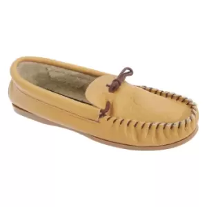 Image of Mokkers Mens Gordon Softie Leather Moccasin Slippers (8 UK) (Tan)