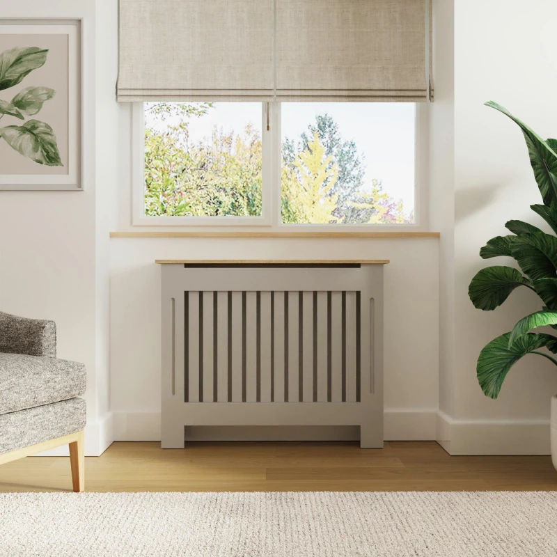 Image of GFW GFW Longslow Medium Radiator Cover - Grey & Oak