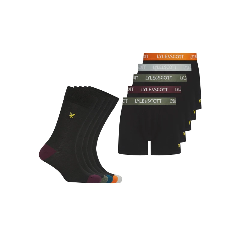 Image of Lyle and Scott Mens Booker Sock Gift Sets Black Multi male Small