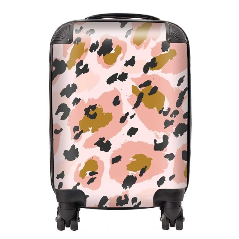 Image of Warren Reed - Designer Hand Drawn Pink Leopard Print Suitcase Size: Large Pink Unisex Large