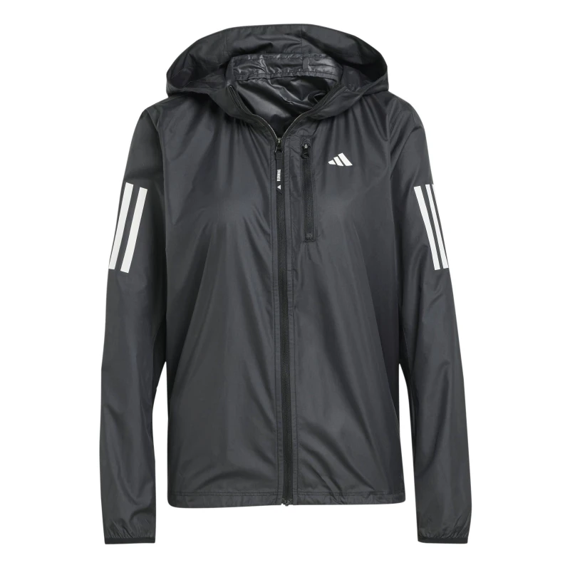 Image of adidas Womens Own The Run Water Resistant Wind Resistant Long Sleeve Performance Running Jacket Black female 14 (L)