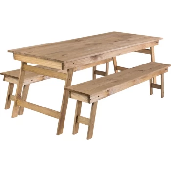 Image of 3 Pcs. Folding Dining Set, Pine Wood - Tramontina