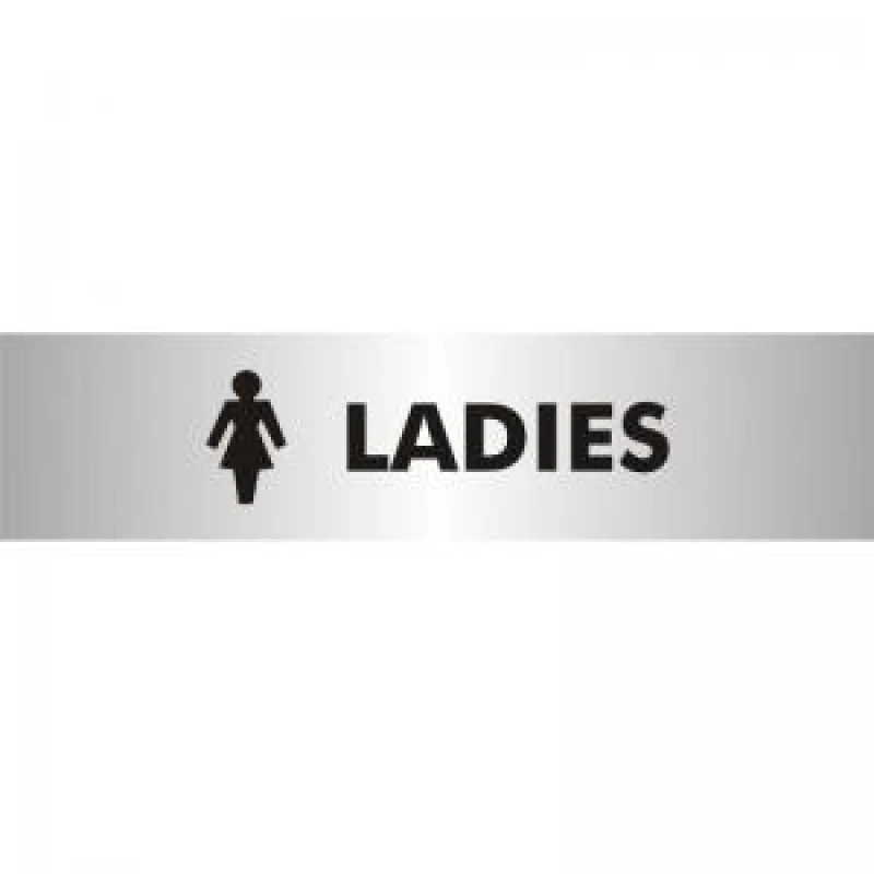 Image of Stewart Superior Seco Sliding Sign LADIES Reversed Printed Acrylic Door Sign Brushed Aluminium Composite 190 x 45mm - BAC113 BAC113