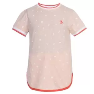Image of Original Penguin All Over Print Pink Tee Junior Girls - Pink