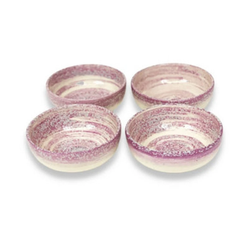 Image of Verano Spanish Ceramics Pastel Beach Hand Painted Kitchen Dining Table Small Bowl Set Of 4 Lilac 10Cm (Diam)