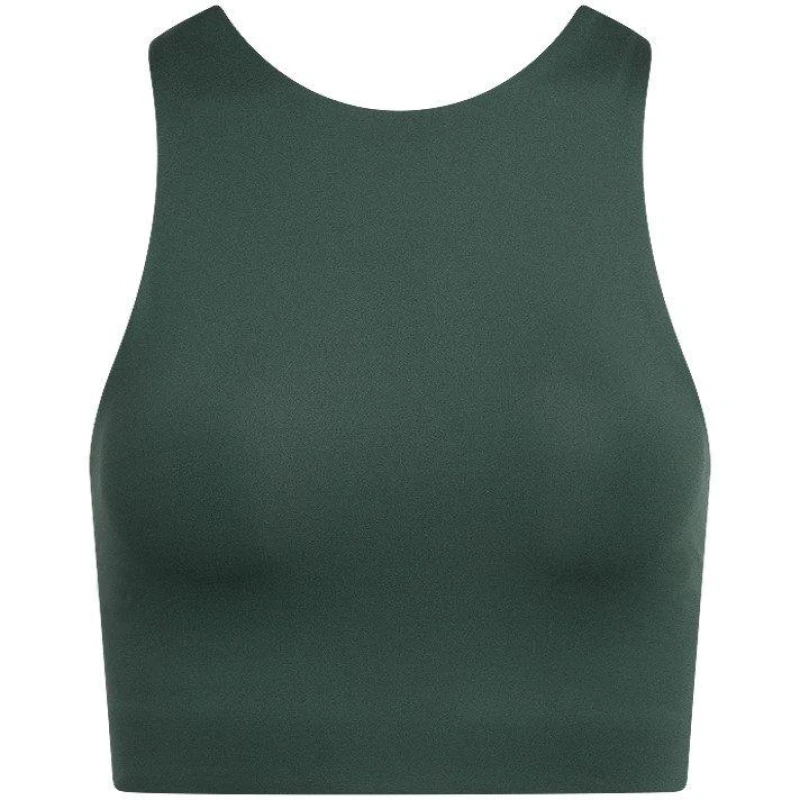 Image of Girlfriend Collective Womens Dylan Non Wired Medium Impact Sports Bra Moss female 10 (S)