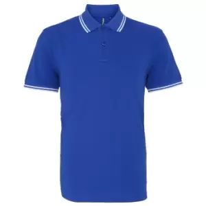 Image of Asquith & Fox Mens Classic Fit Tipped Polo Shirt (S) (Royal/ White)