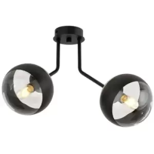 Image of Emibig Nova Black Globe Ceiling Light with Clear,Black Glass Shades, 2x E14
