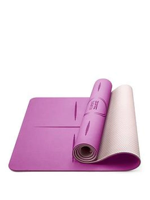 Image of Core Balance TPE Yoga Mat With Body Alignment Lines Non Slip Extra Wide 6mm Foam Core Balance Purple