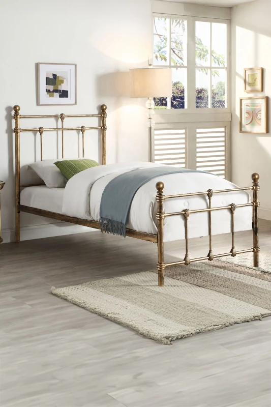 Image of SlumberWorx Bayford Traditional Vintage Style Metal Bed Frame Bronze