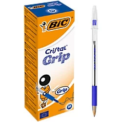 Image of BIC Cristal Grip Ballpoint Pen Medium 0.4mm Blue Pack of 20