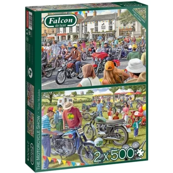 Image of Falcon de luxe The Motorcycle Show 2-Pack Jigsaw Puzzle - 500 Pieces