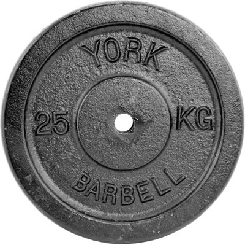 Image of York Fitness 25Kg Single Standard Cast Iron Disc, Black