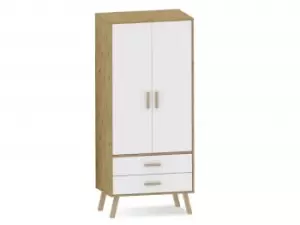 Image of Harmony Austin White and Oak 2 Door 2 Drawer Double Wardrobe Flat Packed