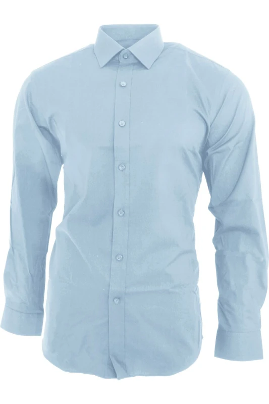 Image of Brook Taverner Brook Taverner Men Pisa Long Sleeve Slim FiT-Shirt in Blue Blue One Size Male 5057520123394