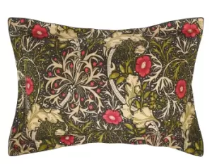 Image of William Morris Seaweed Oxford Pillowcase in Black