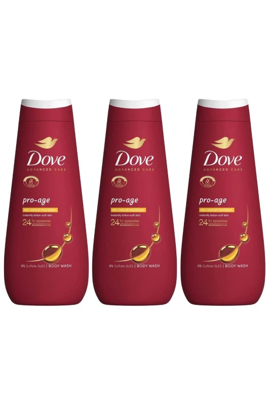 Image of Dove 'Body Wash' Pro Age for 24Hrs Renewing Micromoisture, 3x 400ml White
