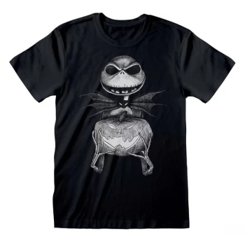 Image of Nightmare Before Christmas - Jack Sketch Unisex Medium T-Shirt - Black