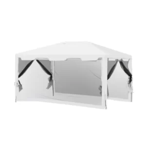 Image of Outsunny 4x3 m Waterproof Gazebo W/Mesh Sides-White/Black