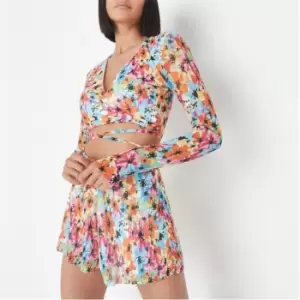 Image of Missguided Co Ord Floral Print Plisse Floaty Shorts - Multi