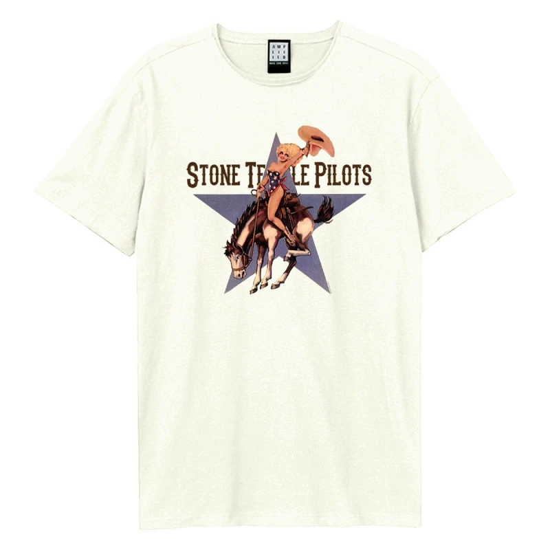 Image of Amplified Amplified Men Cowboy Star Stone Temple Pilots T-Shirt in White Size: X-Small White XS Male 5063652186619