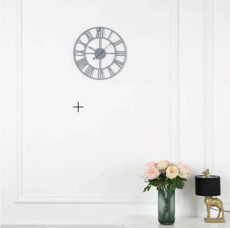 Image of Eos Skeleton Wall Clock With Roman Numerals - Grey / 40Cm