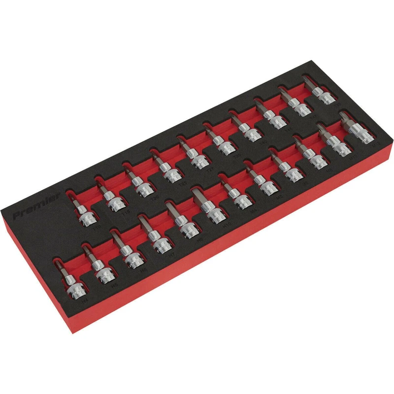 Image of Loops 22pc TRX Star / Hex Key / Spline Socket Bit Set 3/8" Square Drive - 50mm Shaft Multi