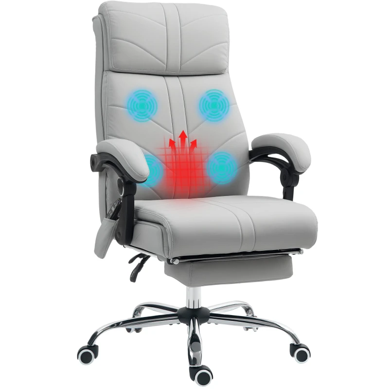 Image of VINSETTO Executive Office Chair with 4 Point Vibration Massage Light Grey
