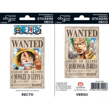 Image of One Piece - Wanted Luffy/ Zoro Mini Stickers