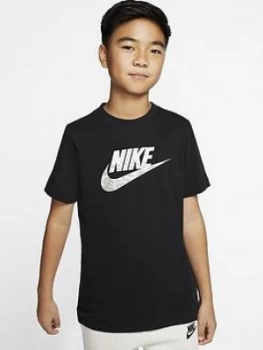Image of Nike Sportswear Older Boys Futura Camo Logo T-Shirt, Black, Size L, 12-13 Years