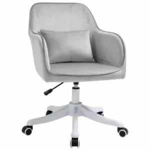 Image of Ophelia Velvet Tub Office Chair with Massage Pillow, Grey
