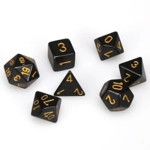 Image of Chesse Opaque Poly 7 Dice Set: Black/Gold