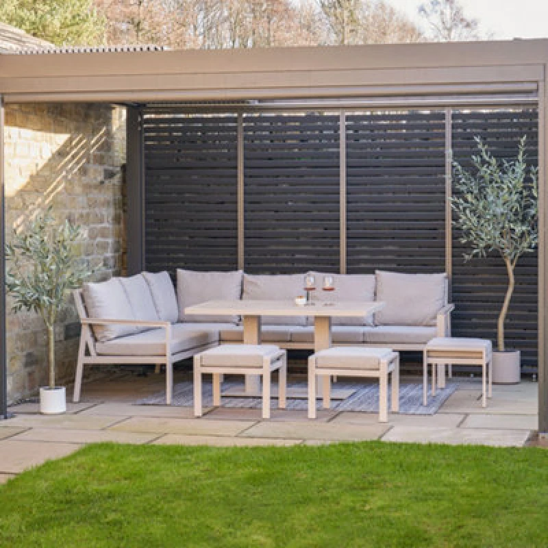 Image of Pacific Lifestyle Aruba Outdoor Corner Seating Set with Adjustable Table, Cream 18-M-025