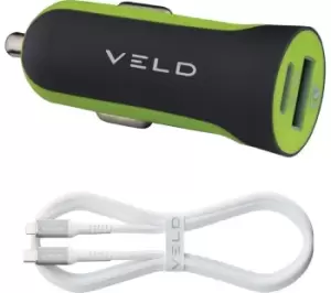 Image of VELD VC48DG-L Universal USB Car Charger - 1 m