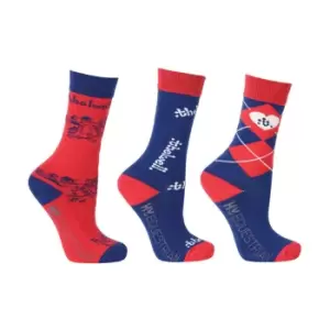 Image of Hy Childrens/Kids Thelwell Collection Socks (Pack of 3) (8 UK Child-12 UK Child) (Red/Blue)