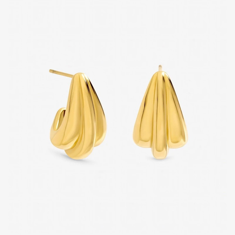 Image of Jon Richard Gold Plated Waterproof Multirow Dome Hoop Earrings Gold female One Size