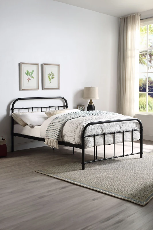 Image of SlumberWorx Tewin Vintage Hospital Style Metal Bed Frame Black