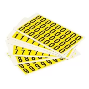 Image of Beaverswood Yellow Labels Numbers 0-9 21 x 38mm