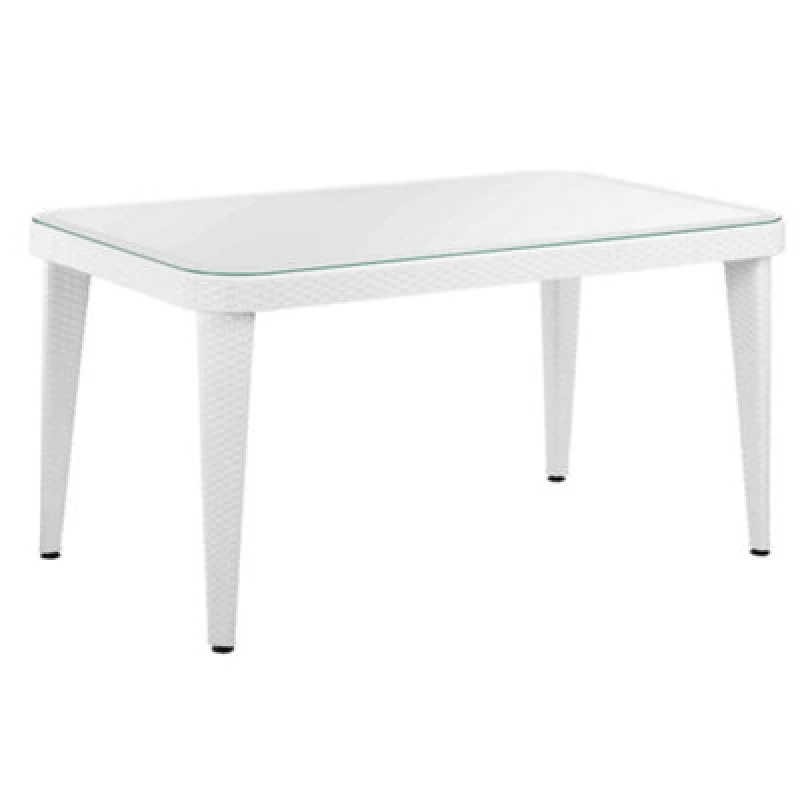Image of Dellonda Outdoor Dining Table Weather Resistant Body Glass Table 90X150Cm -Dg210