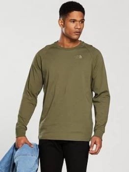 Image of The North Face Long Sleeve Raglan Simple Dome T Shirt Olive Size S Men