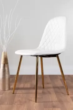 Image of 2x Corona Gold Leg Faux Leather Dining Chair