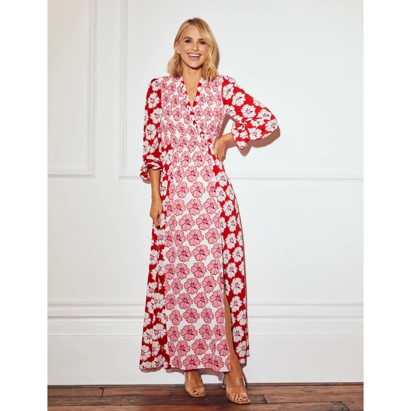 Image of Little Mistress Womens Maxi Dress Red Pink Flrl female 10 (S)