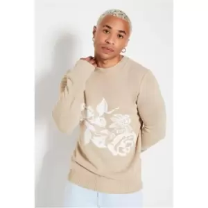 Image of I Saw It First Stone Mens Rose Graphic Jumper - Brown