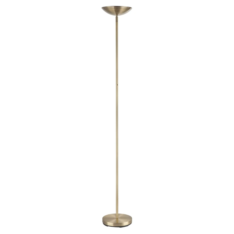 Image of Happy Homewares Modern LED Uplighter Metal Floor Lamp with Memory Dimmer Button in Metallic Gold Metallic Gold Unisex