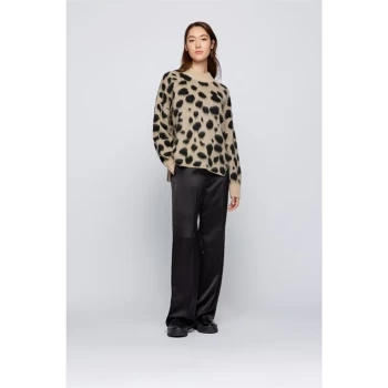 Image of Hugo Boss Leopard Print Knitted Jumper Beige Size M Women